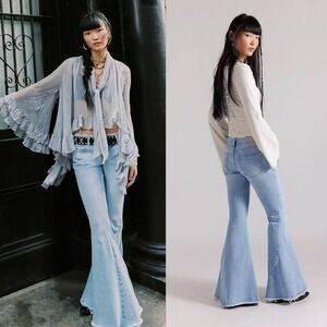 We The Free Just Float On Flare Jeans Womens 27 Short Blue Bell Bottom Free